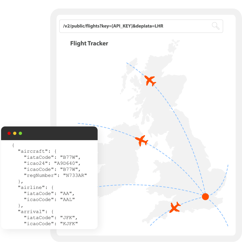 Flight tracker and status API map